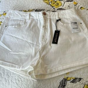 Refuge Hi-Rise white cotton shorts